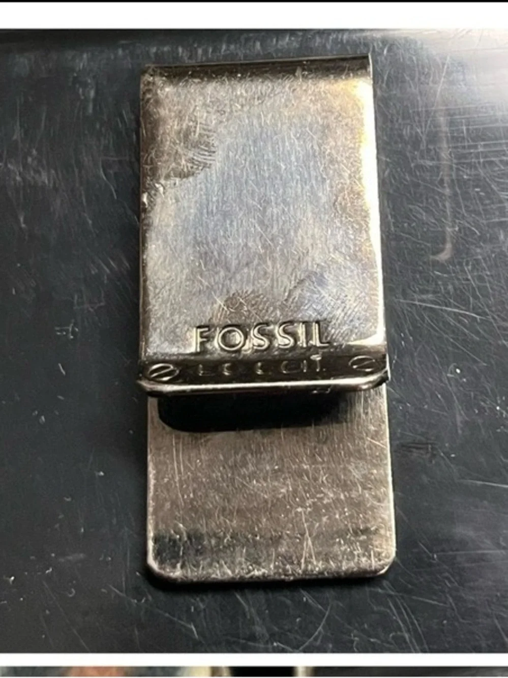 Vintage Fossil Silver-Tone Brushed Metal Money Clip